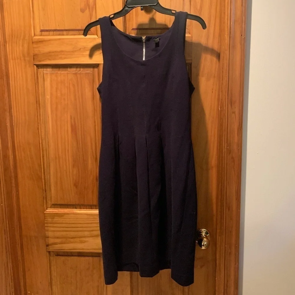 J. Crew Sleeveless Pleated Dress In Navy Size 8